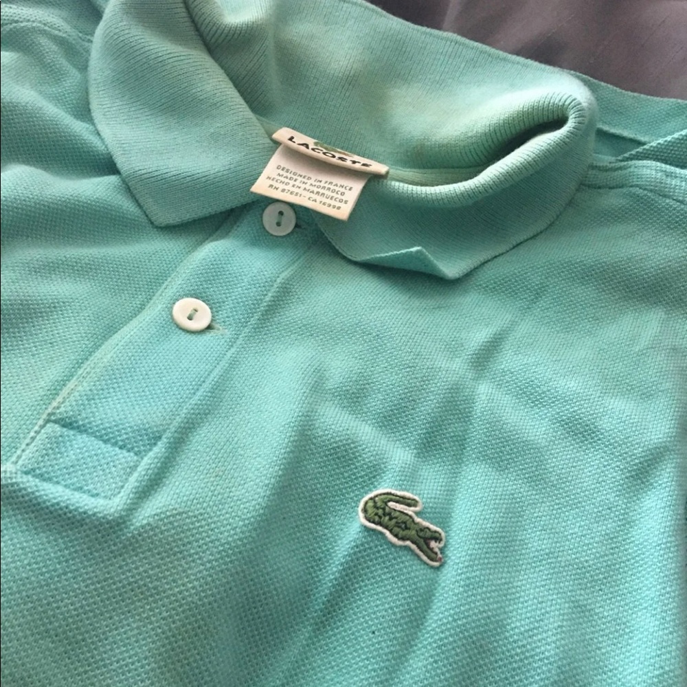 Lacoste boys seafoam green/blue polo
